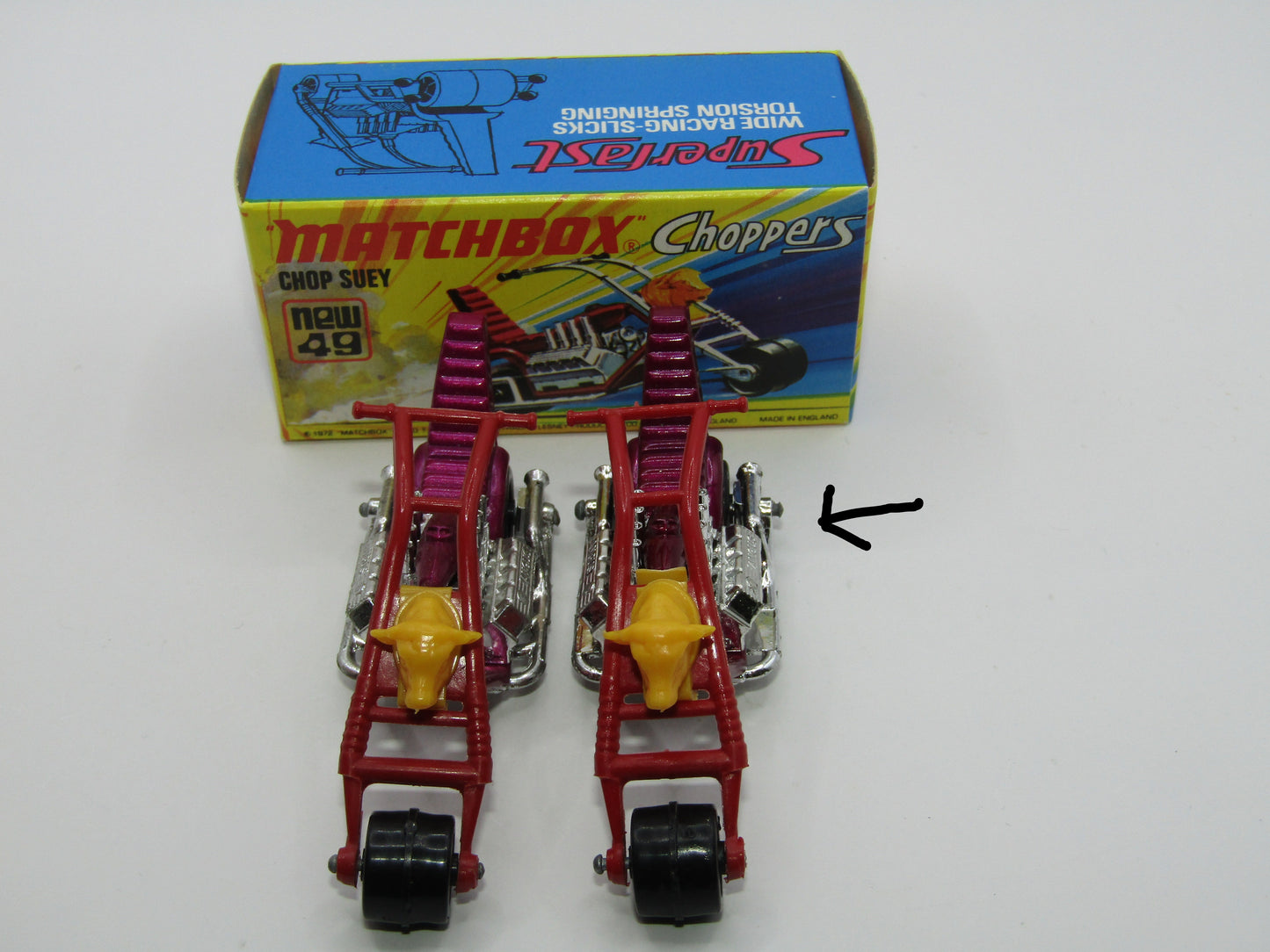 Matchbox Superfast 49B Chop Suey DARK PURPLE Maroon Handlebars