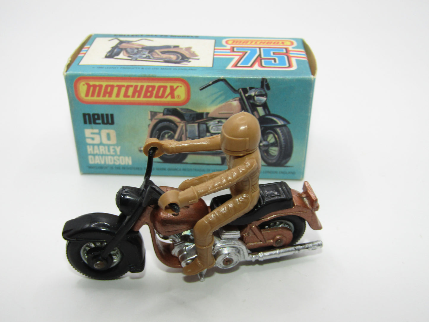 Matchbox Superfast 50C Harley Davidson Copper with Rider
