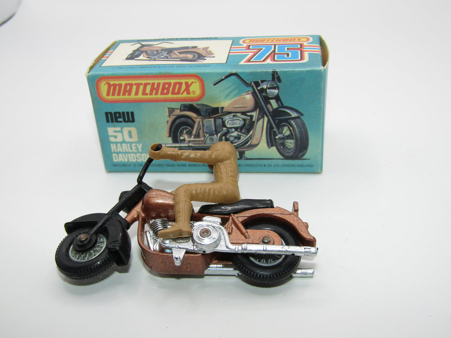 Matchbox Superfast 50C Harley Davidson Copper with Rider