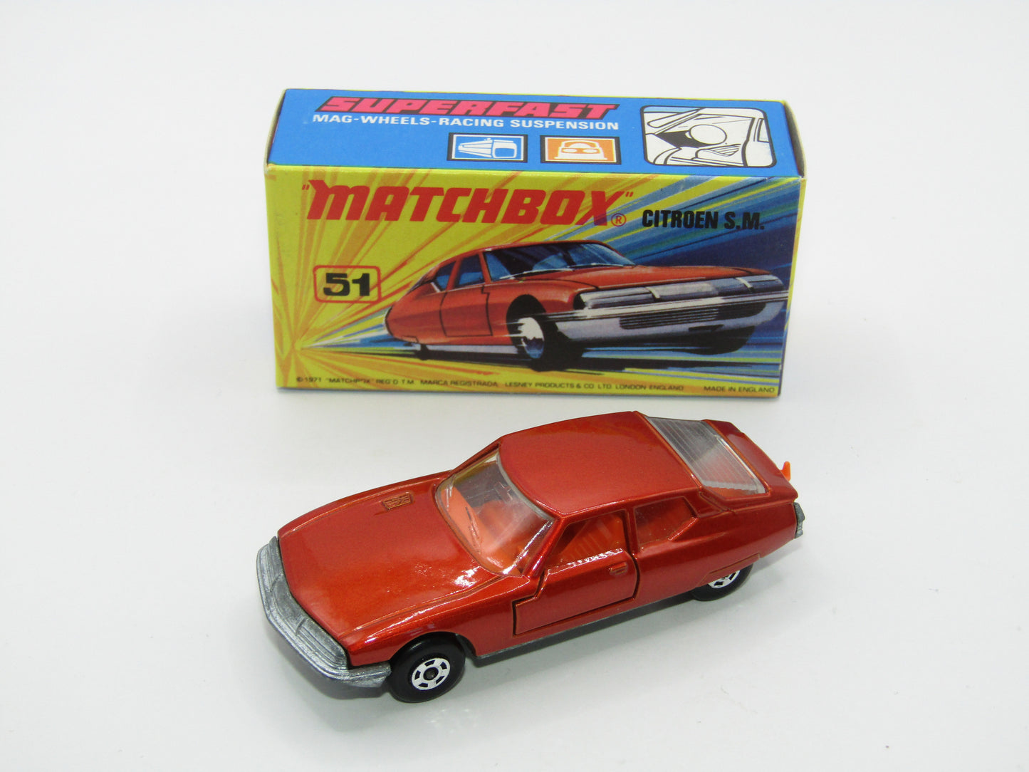 Matchbox Superfast 51B Citroen SM Bronze DARK ORANGE Interior