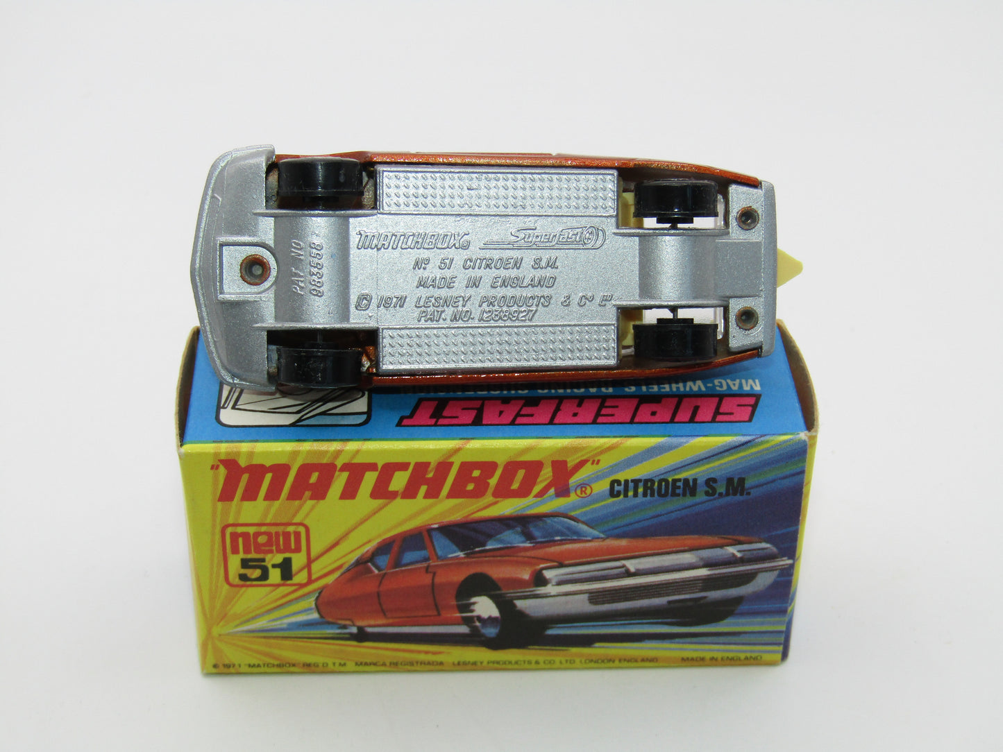 Matchbox Superfast 51B Citroen SM Light Bronze SILVER BASE