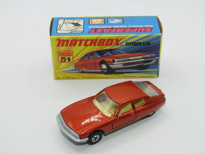 Matchbox Superfast 51B Citroen SM Light Bronze SILVER BASE