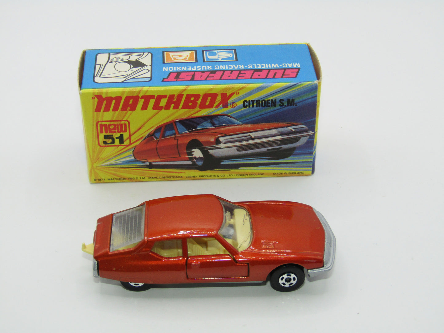 Matchbox Superfast 51B Citroen SM Light Bronze SILVER BASE