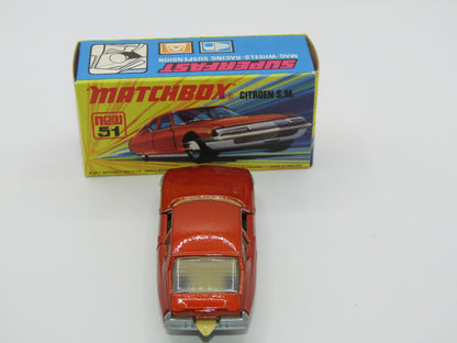 Matchbox Superfast 51B Citroen SM Light Bronze SILVER BASE