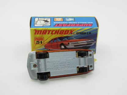 Matchbox Superfast 51B Citroen SM Light Bronze SILVER BASE