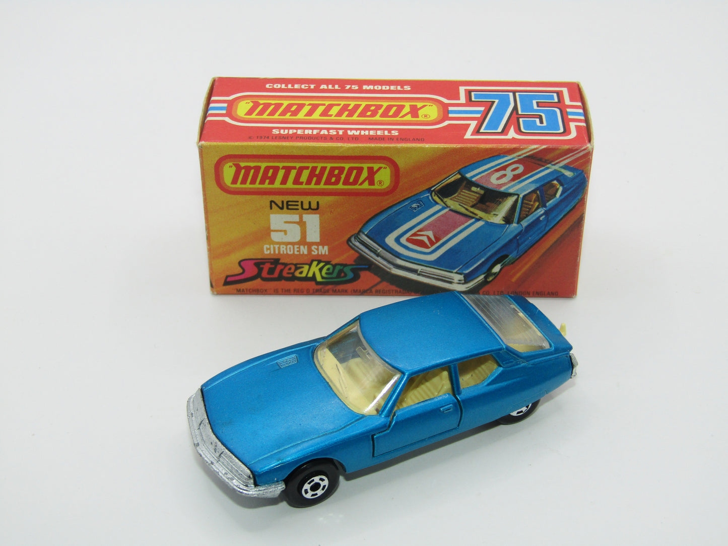 Matchbox Superfast 51B Citroen SM NO STREAKERS TAMPO Beige Interior