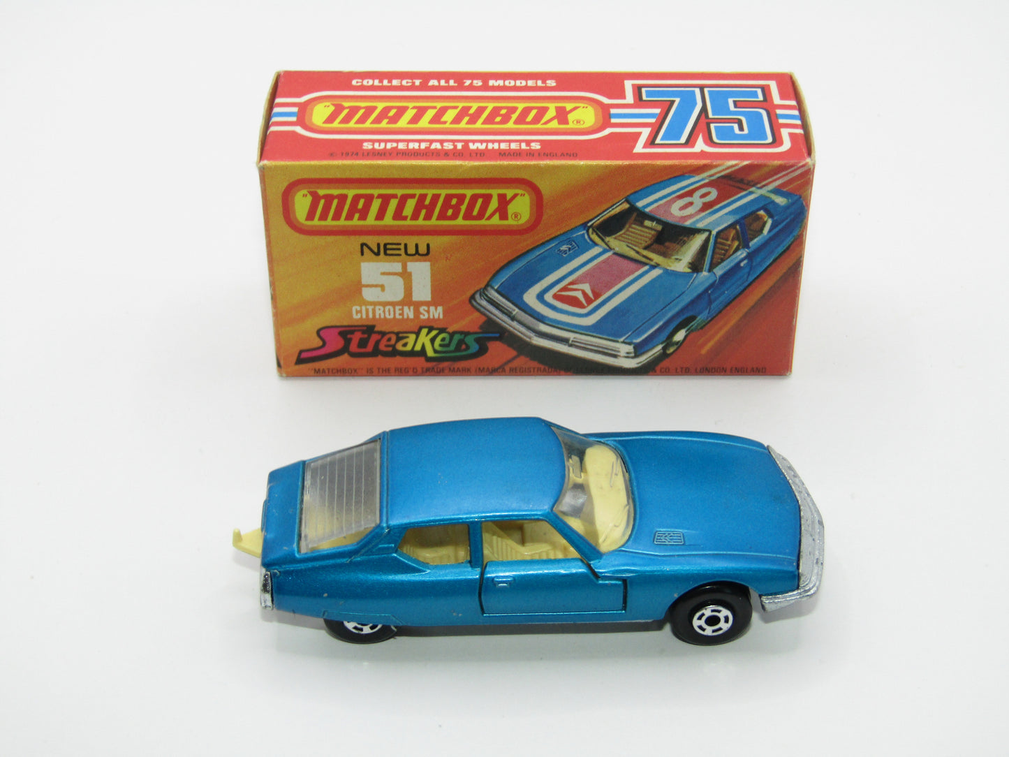 Matchbox Superfast 51B Citroen SM NO STREAKERS TAMPO Beige Interior