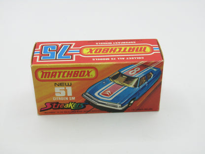Matchbox Superfast 51B Citroen SM NO STREAKERS TAMPO Beige Interior