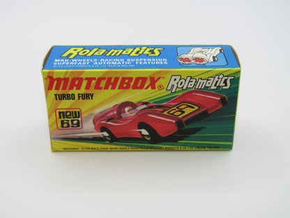 Matchbox Superfast 69B Turbo Fury "86" Label from no 61B Blue Shark