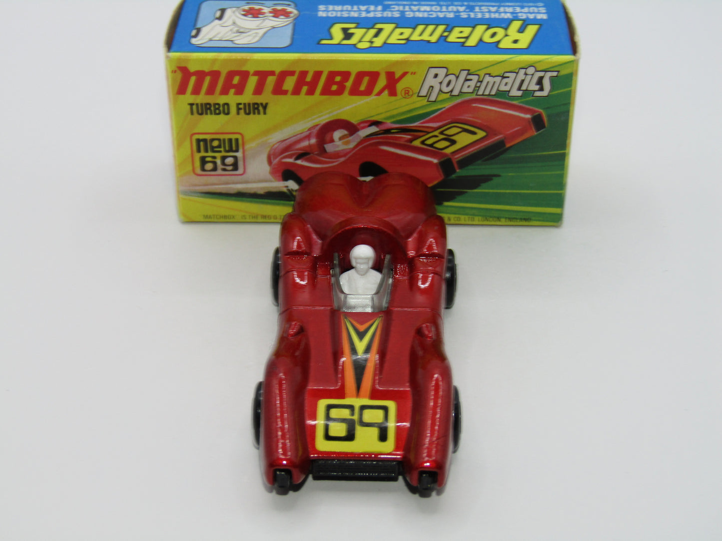 Matchbox Superfast 69B Turbo Fury 69 Label Metallic Red Frosted Windows
