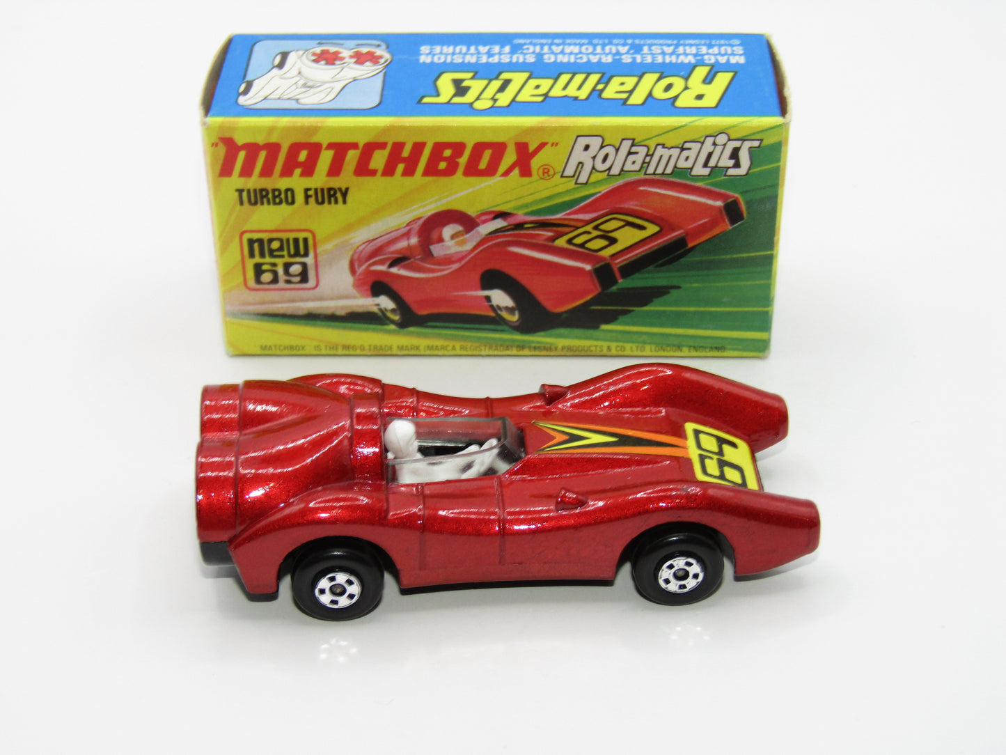 Matchbox Superfast 69B Turbo Fury 69 Label Metallic Red Frosted Windows