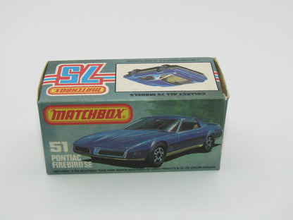 Matchbox Superfast 51D Pontiac Firebird SE YELLOW Interior