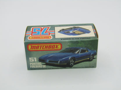 Matchbox Superfast 51D Pontiac Firebird SE Tan Interior AMBER Windows