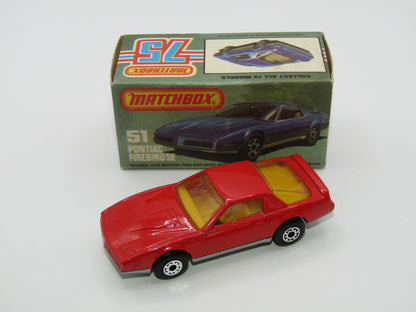 Matchbox Superfast 51D Pontiac Firebird SE YELLOW Interior AMBER Windows