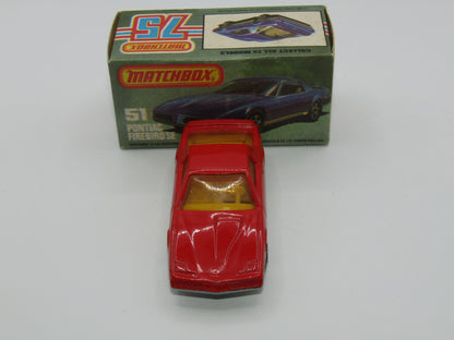 Matchbox Superfast 51D Pontiac Firebird SE YELLOW Interior AMBER Windows