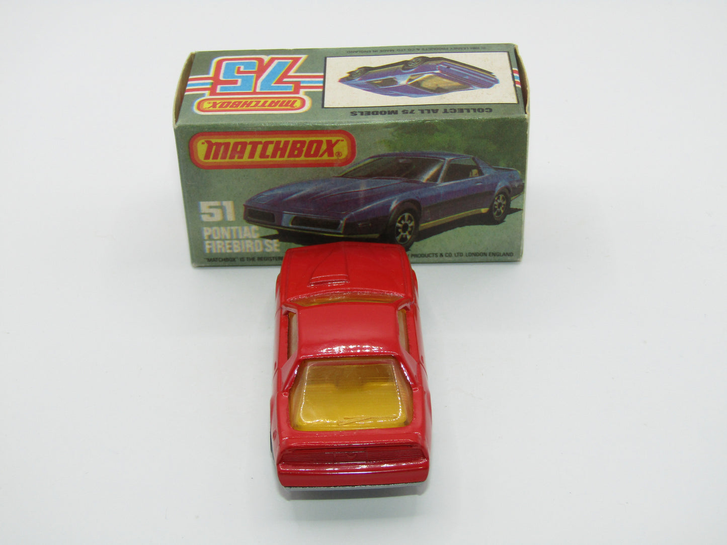 Matchbox Superfast 51D Pontiac Firebird SE YELLOW Interior AMBER Windows