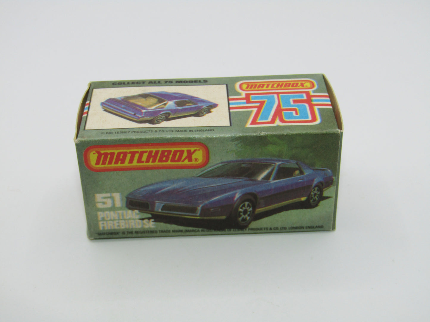 Matchbox Superfast 51D Pontiac Firebird SE YELLOW Interior AMBER Windows