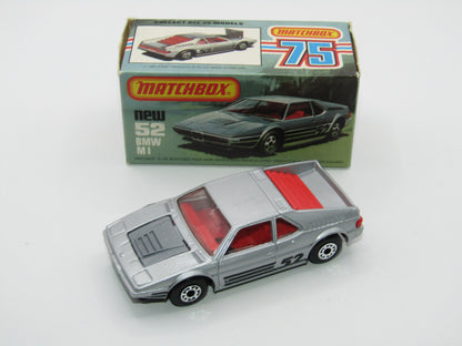 Matchbox Superfast 52C BMW M1 CHARCOAL BLACK Base Pink-Red Int