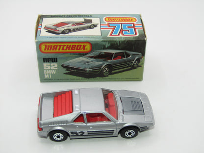 Matchbox Superfast 52C BMW M1 CHARCOAL BLACK Base Pink-Red Int