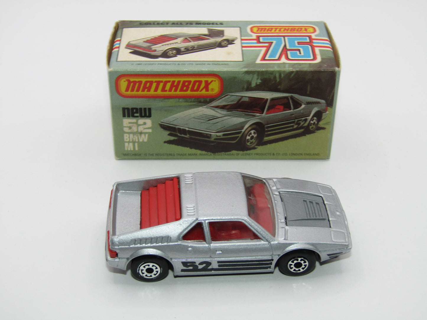 Matchbox Superfast 52C BMW M1 GLOSSY GREY Base Red Interior