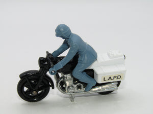 Matchbox Superfast 33C Police Motor Cyclist LAPD BLACK Engine Mag Wheels