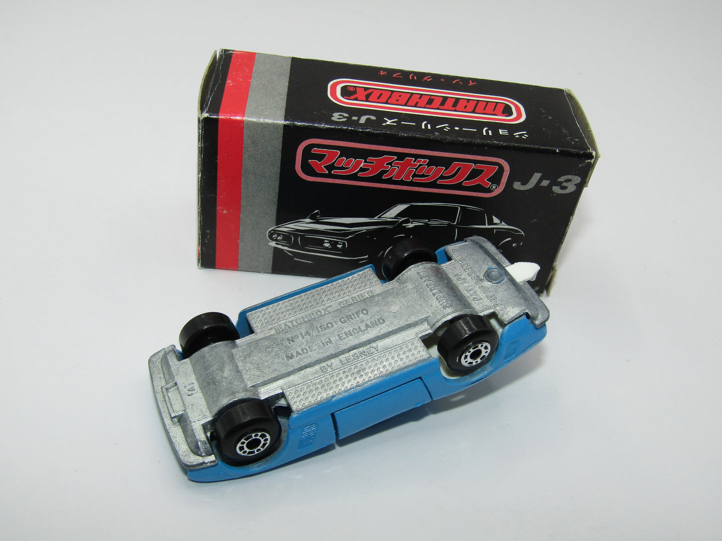 Matchbox Superfast Japan Issue J-3 14A Iso Grifo Powder Blue DOT-DASH Wheels