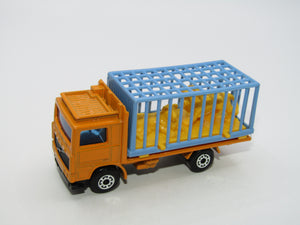 Matchbox Superfast 35D Volvo Zoo Truck ORANGE Body Blue Cage Yellow Lions