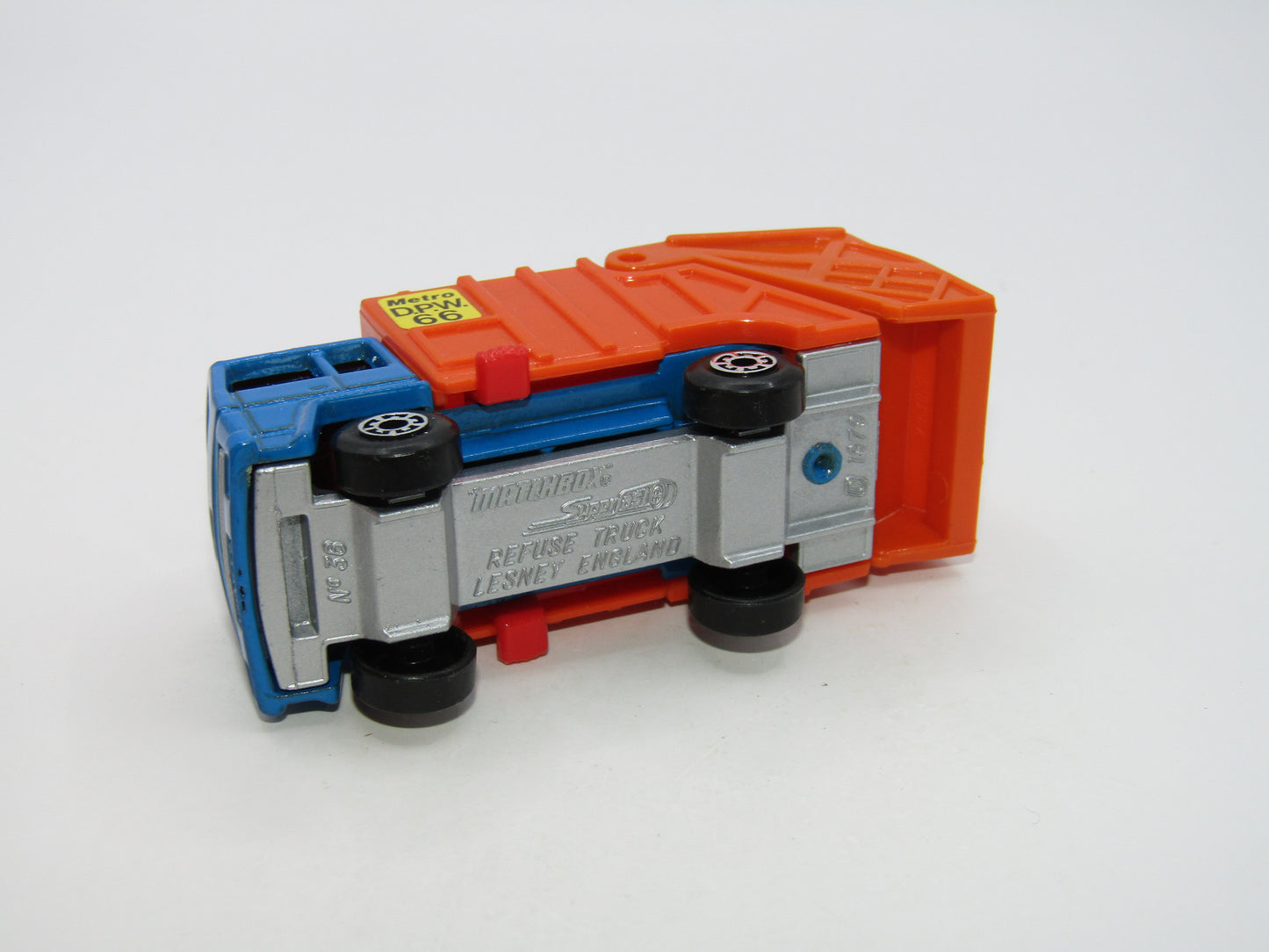 Matchbox Superfast 36D Refuse Truck Blue Cab DARK ORANGE Rear