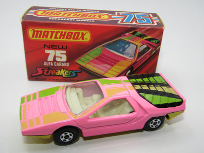 Matchbox Superfast 75B Alfa Carabo LIGHT Pink Streakers Tampo