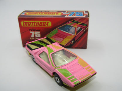 Matchbox Superfast 75B Alfa Carabo LIGHT Pink Streakers Tampo