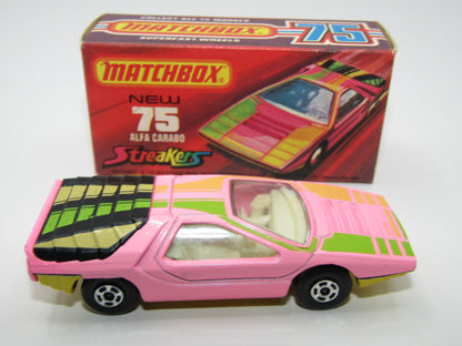 Matchbox Superfast 75B Alfa Carabo LIGHT Pink Streakers Tampo