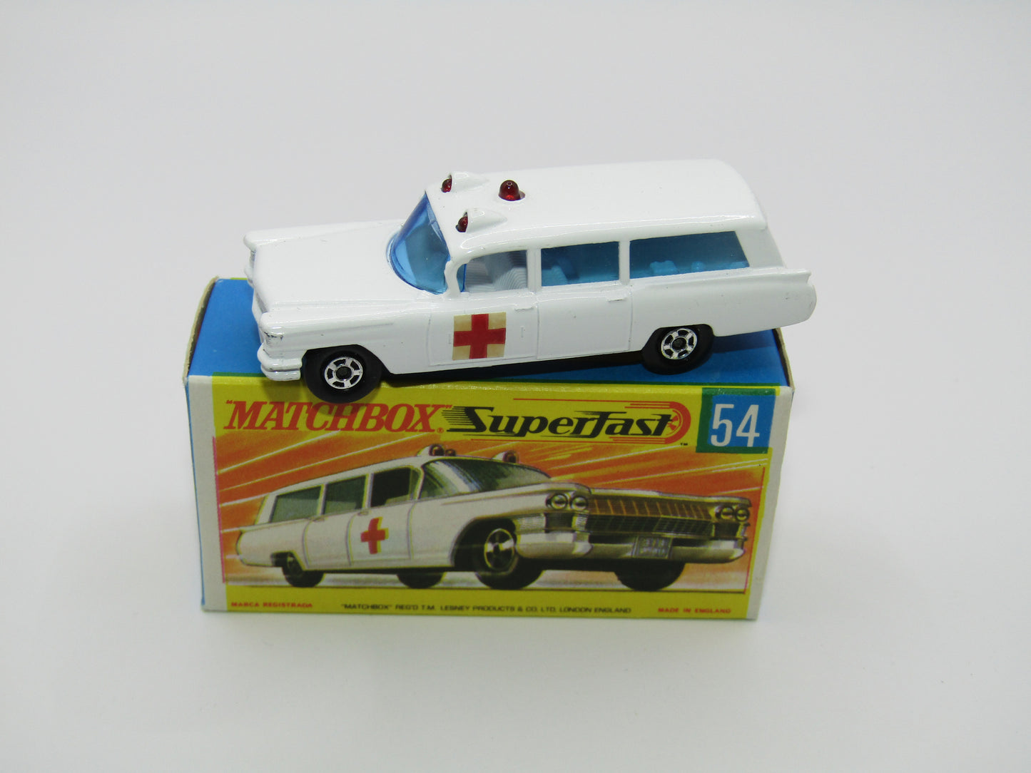 Matchbox Superfast 54A Cadillac Ambulance SILVER Grille HOLLOW Wheels