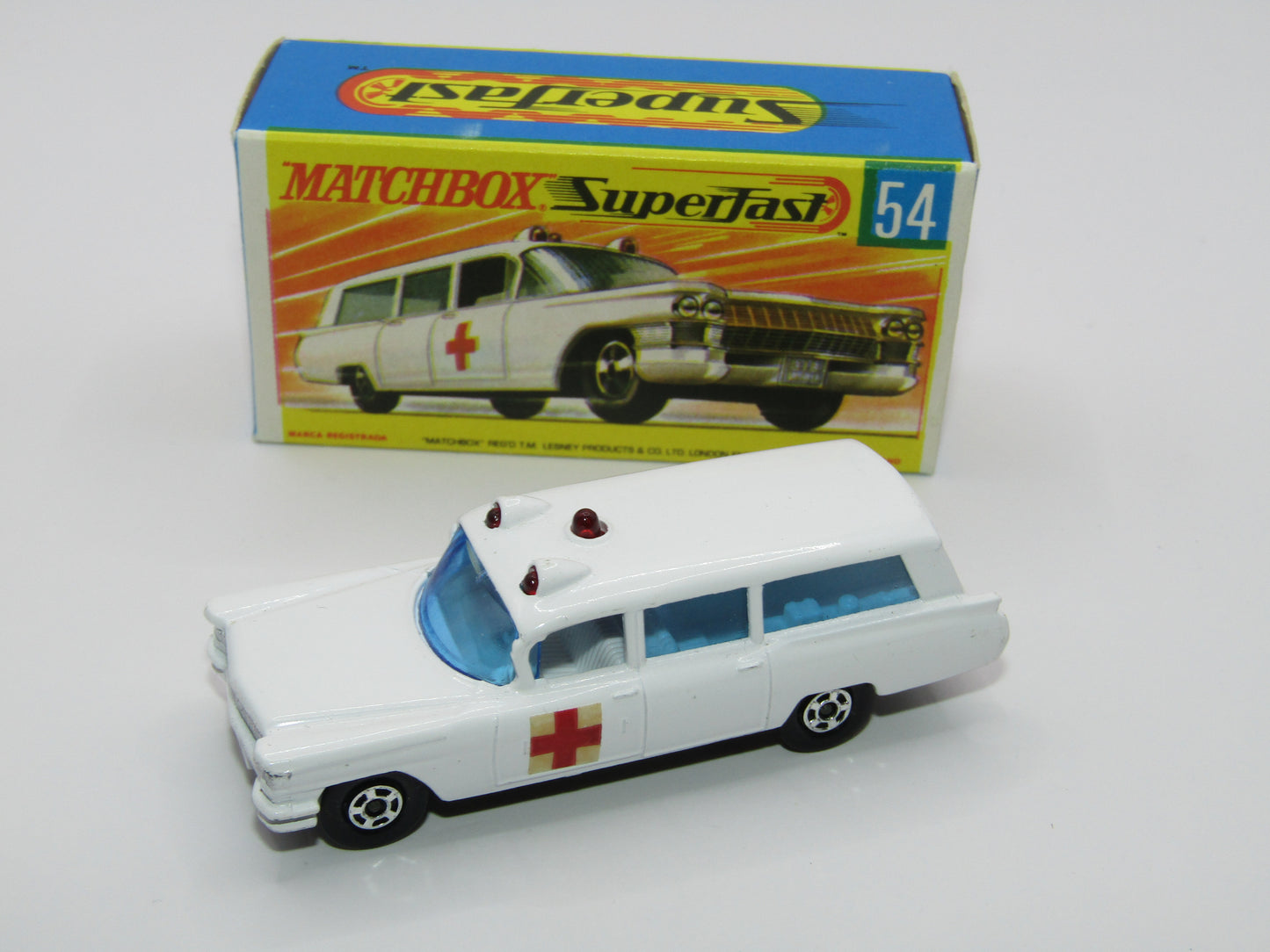 Matchbox Superfast 54A Cadillac Ambulance SILVER Grille HOLLOW Wheels