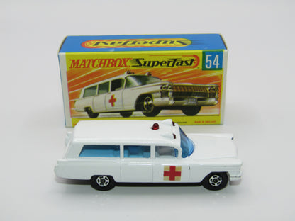 Matchbox Superfast 54A Cadillac Ambulance SILVER Grille HOLLOW Wheels