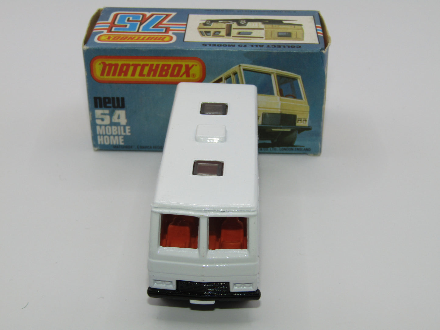 Matchbox Superfast 54D Mobile Home White BROWN SIDE STRIPE