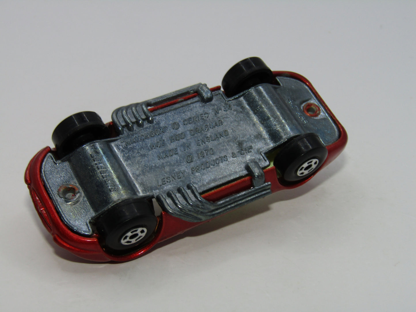 Matchbox Superfast 36B Draguar Hot Rod Metallic Red Yellow Interior