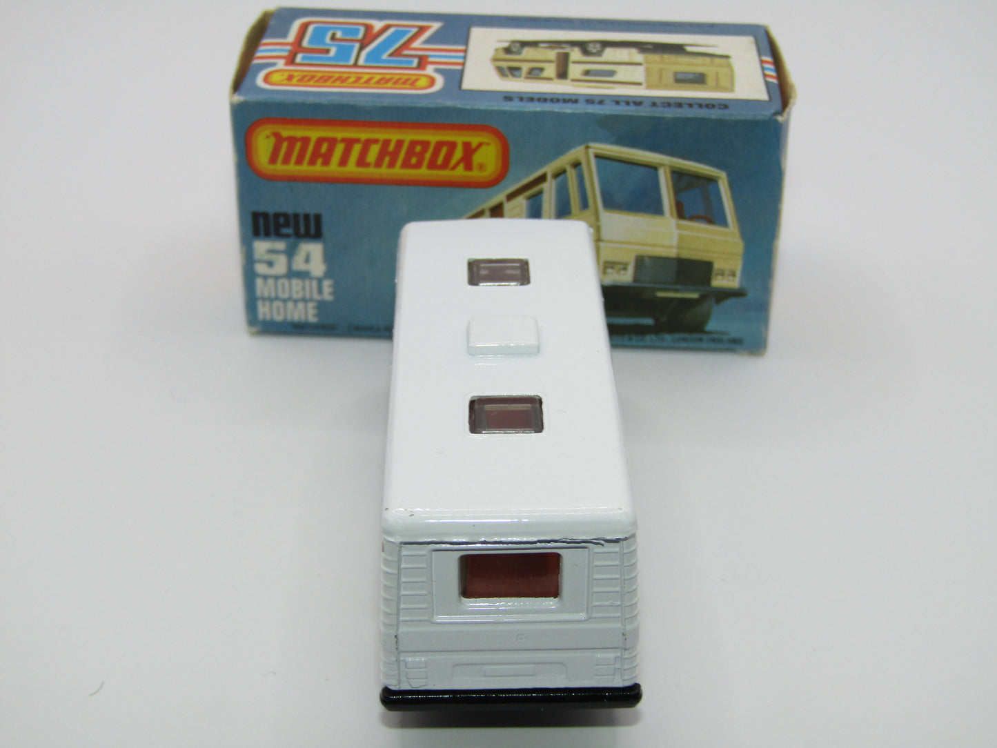 Matchbox Superfast 54D Mobile Home White BROWN SIDE STRIPE