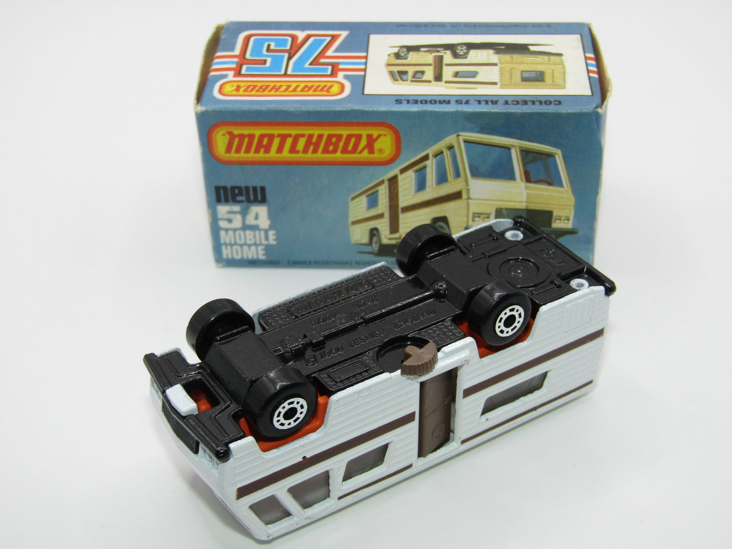 Matchbox Superfast 54D Mobile Home White BROWN SIDE STRIPE