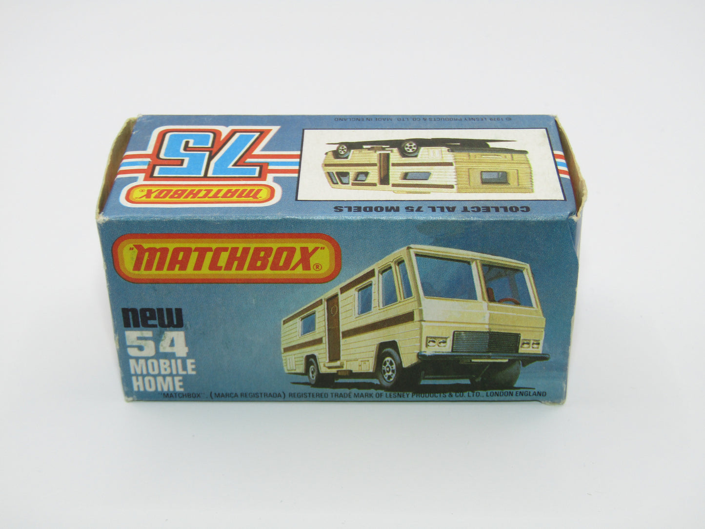Matchbox Superfast 54D Mobile Home White BROWN SIDE STRIPE