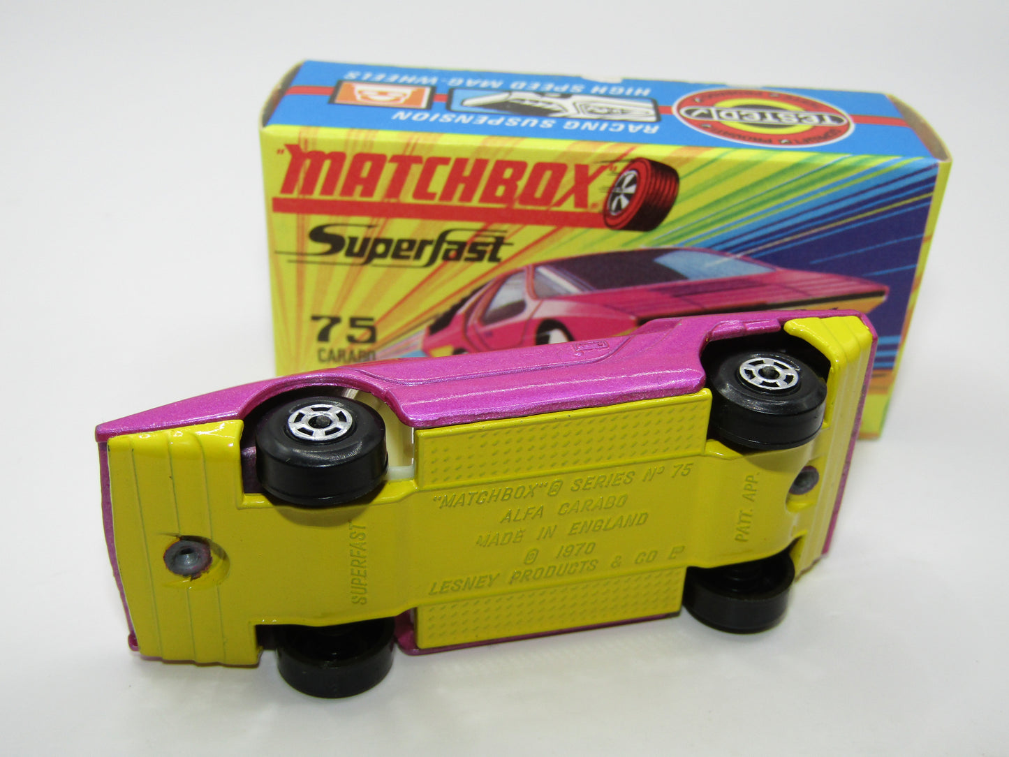 Matchbox Superfast 75B Alfa Carabo Light Purple Yellow Base