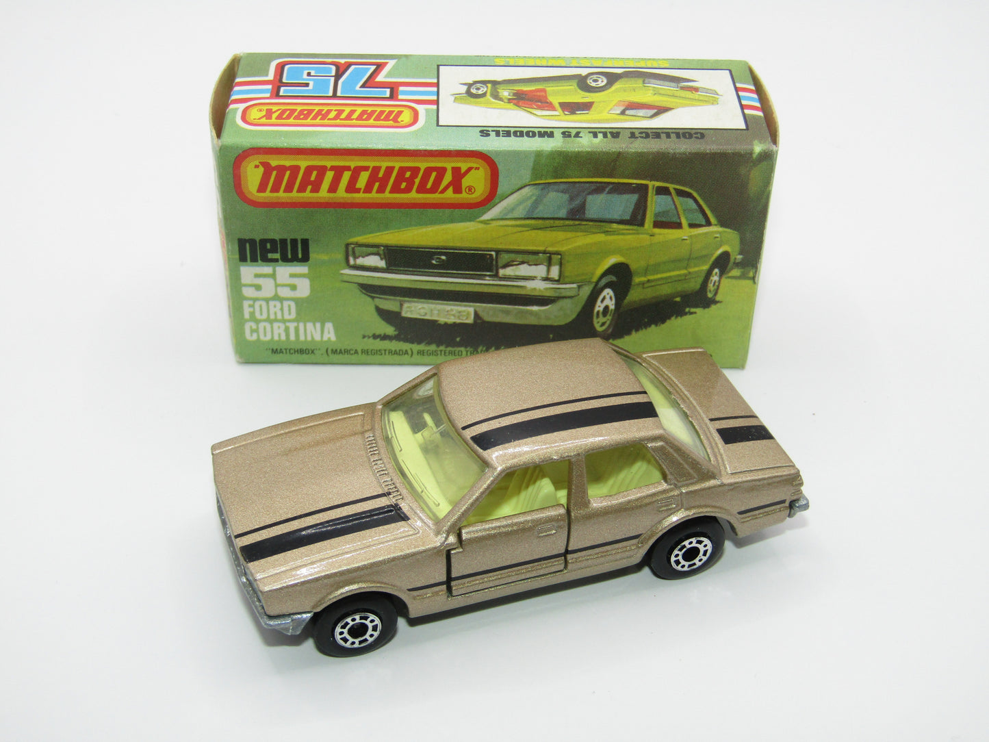 Matchbox Superfast 55D Ford Cortina Tan YELLOW Interior