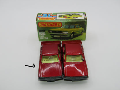 Matchbox Superfast 55D Ford Cortina DARK Red Yellow Interior