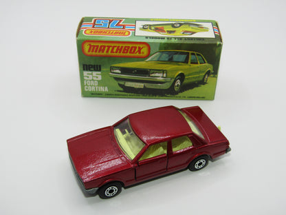 Matchbox Superfast 55D Ford Cortina DARK Red Yellow Interior