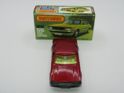 Matchbox Superfast 55D Ford Cortina DARK Red Yellow Interior