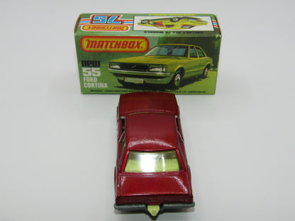 Matchbox Superfast 55D Ford Cortina DARK Red Yellow Interior