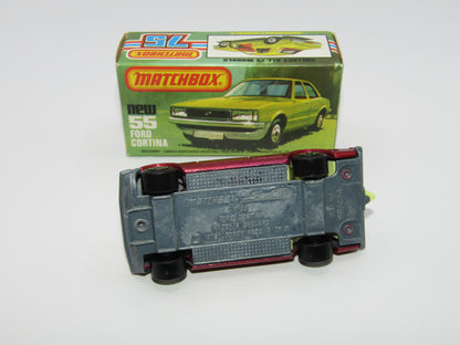 Matchbox Superfast 55D Ford Cortina DARK Red Yellow Interior
