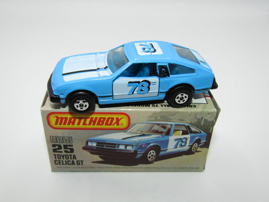 Matchbox Superfast No 25D Toyota Celica GT Blue Interior Black Pillar USA Picture Box