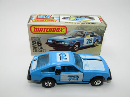 Matchbox Superfast No 25D Toyota Celica GT Blue Interior Black Pillar USA Picture Box