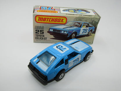 Matchbox Superfast No 25D Toyota Celica GT Blue Interior Black Pillar USA Picture Box