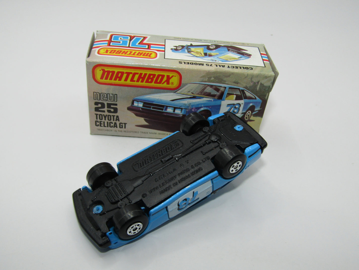 Matchbox Superfast No 25D Toyota Celica GT Blue Interior Black Pillar USA Picture Box